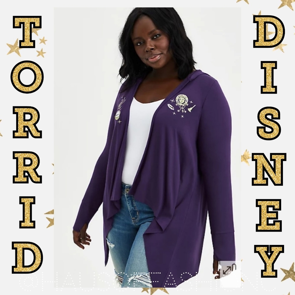TORRID DISNEY Haunted Mansion Super Soft Purple Leota Drape Cardigan! NW…